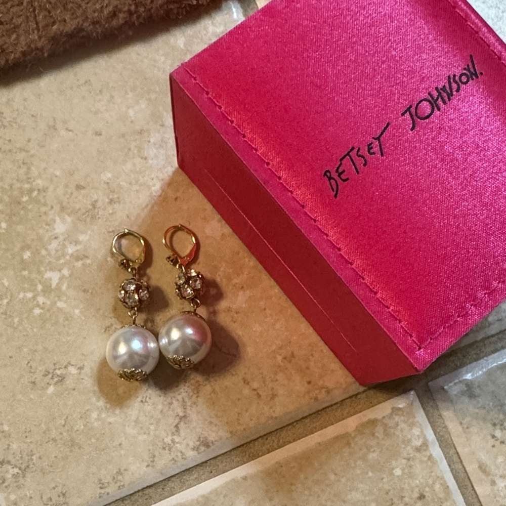 Betsey Johnson Gold and Silver Pearl Earrings